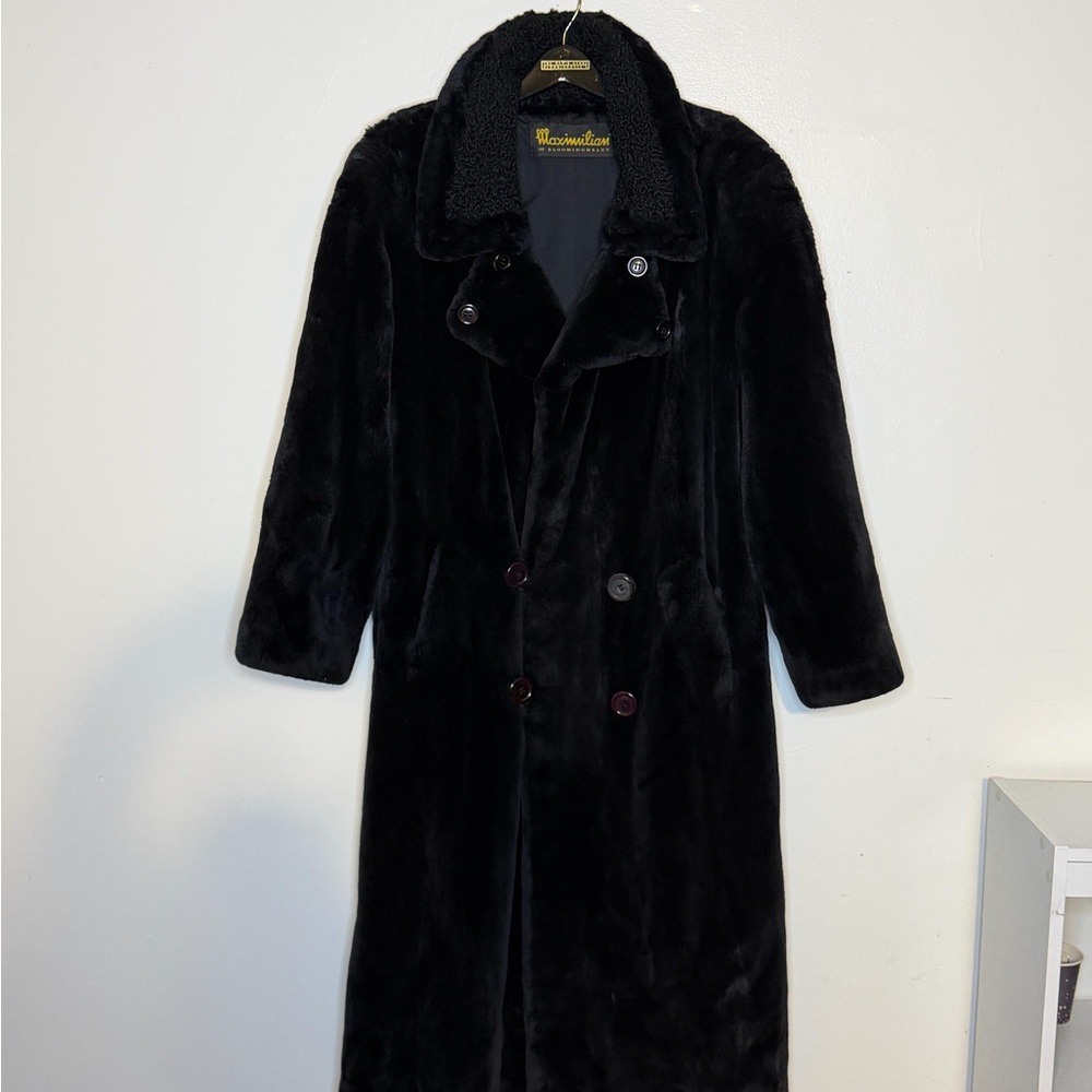 Bloomingdale's Elegant Black Sheared Mink Trench Coat